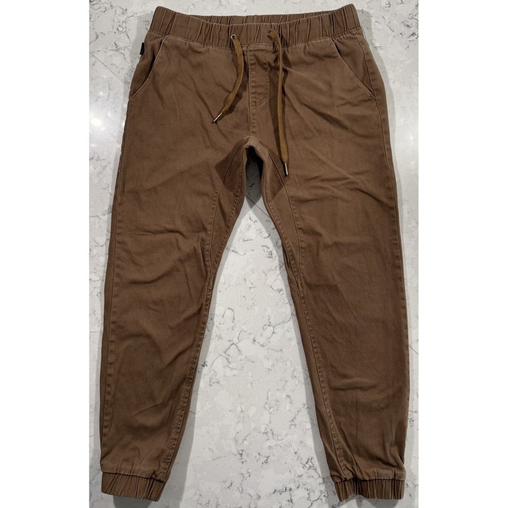 Ring of Fire Mens Jogger Pants Large Brown Elastic Waist Stretch RYB0032